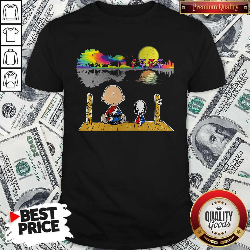 Pro Snoopy And Charlie Brown Hippie Bear Guitar Dance Shirt