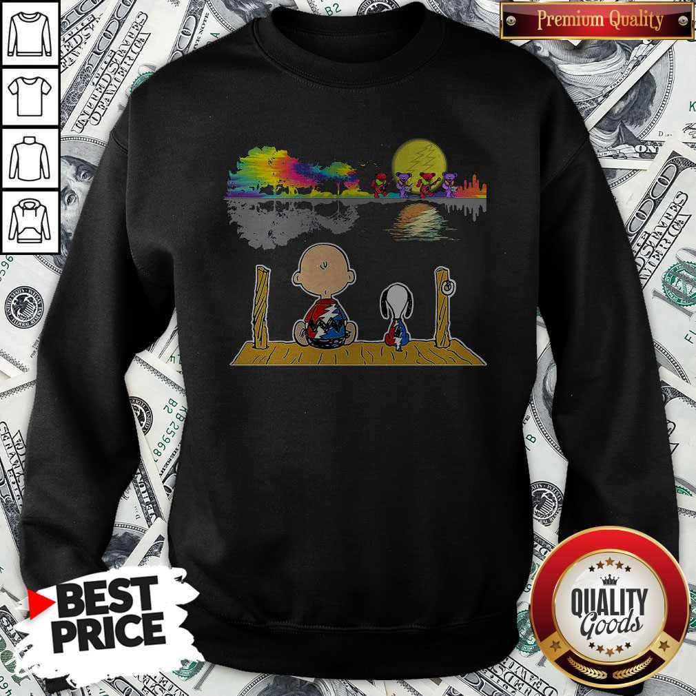 Pro Snoopy And Charlie Brown Hippie Bear Guitar Dance Shirt - Image 4