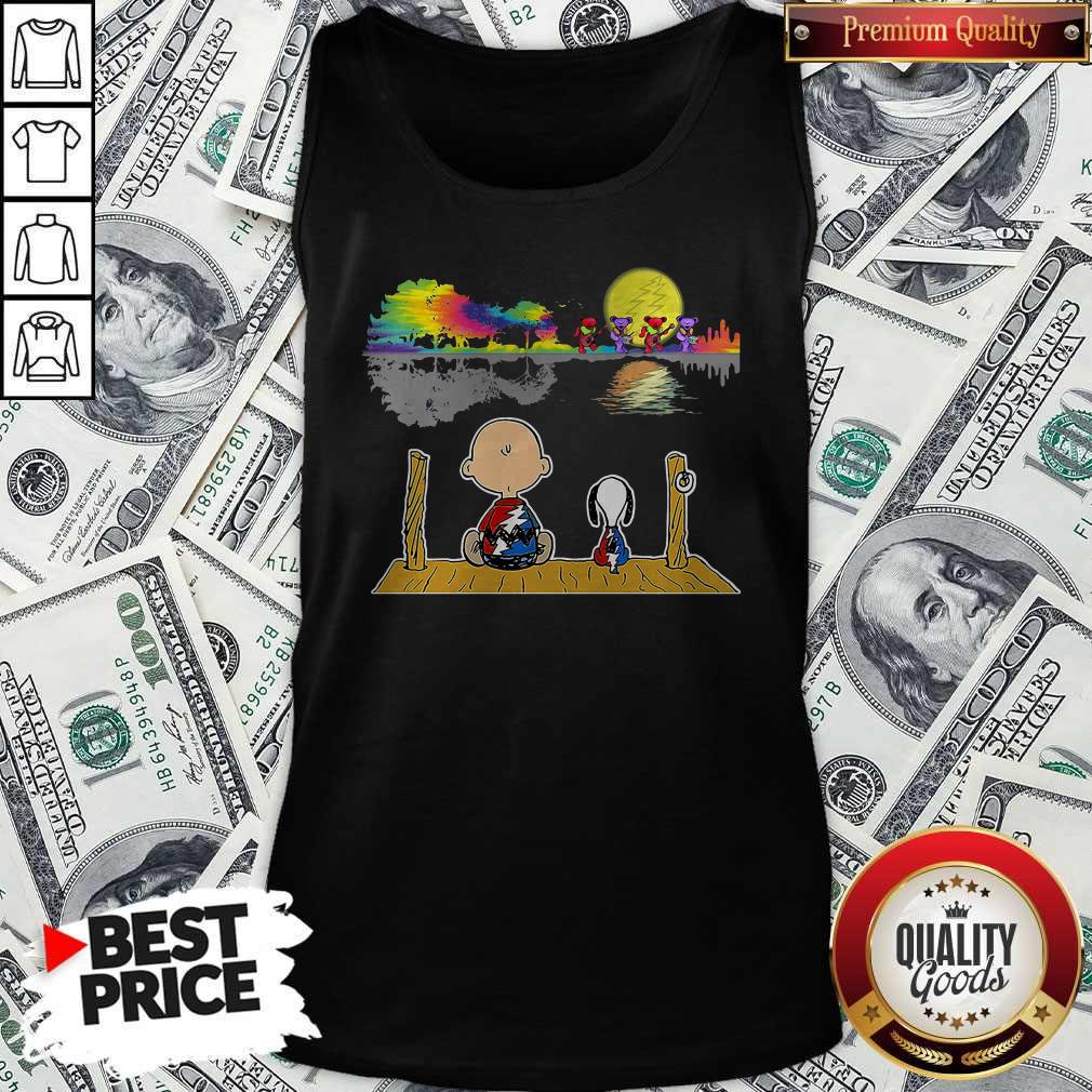 Pro Snoopy And Charlie Brown Hippie Bear Guitar Dance Shirt - Image 3