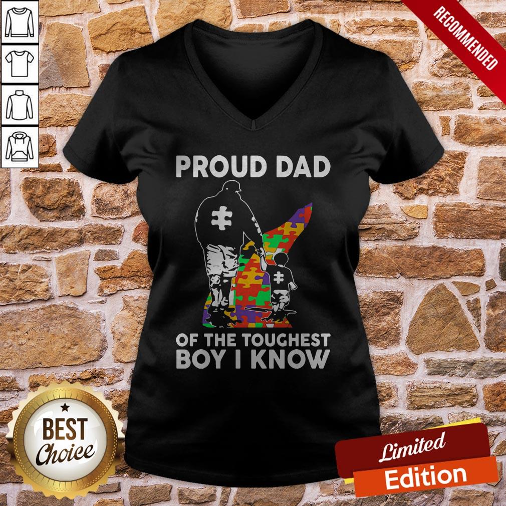 Proud Dad Of The Toughest Boy I Know Autism Awareness Shirt - Image 2