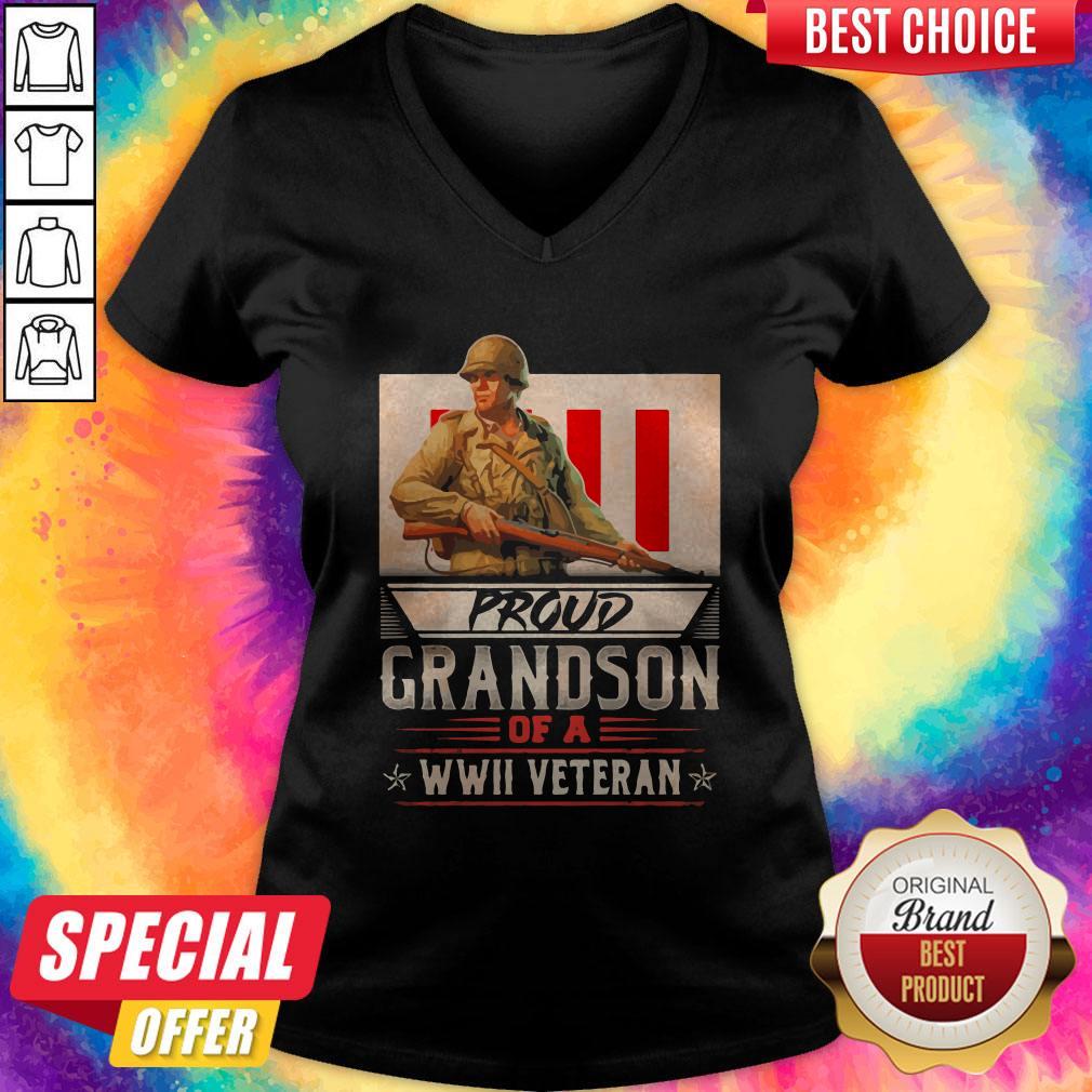 Proud Grandson Of A Wwii Veteran Shirt - Image 2
