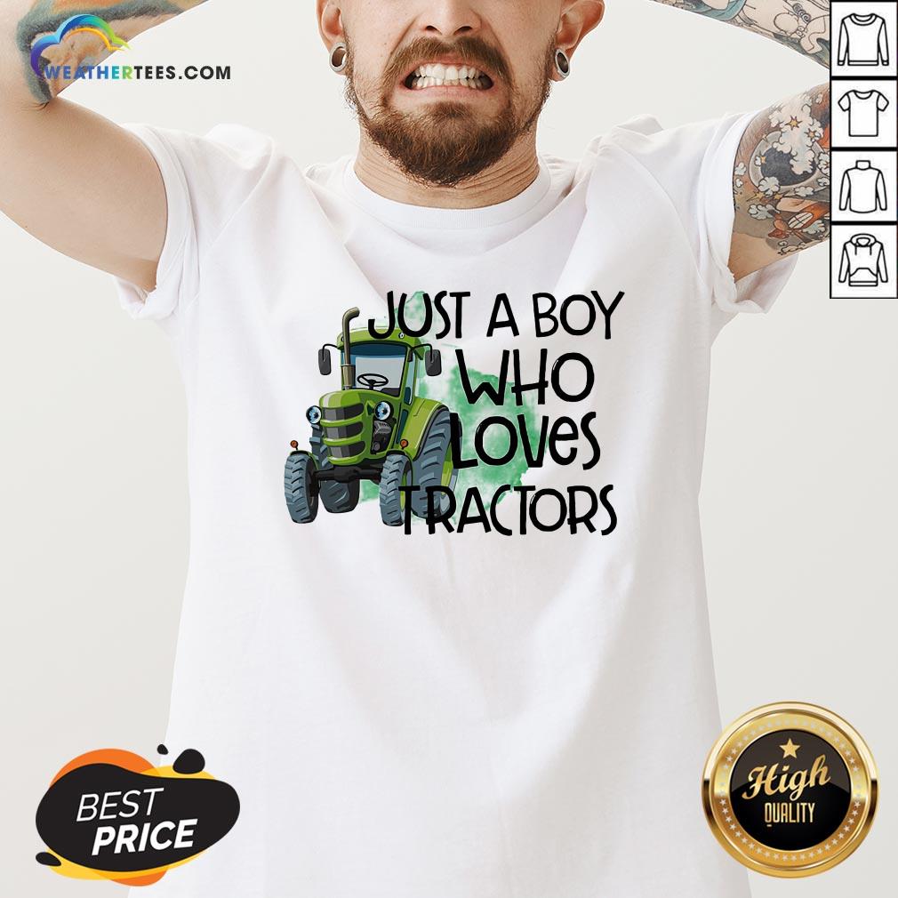 Purple Just A Boy Who Loves Tractors Shirt - Image 3