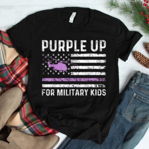 Purple Up Military Kids Military Child Retro American Flag Shirt
