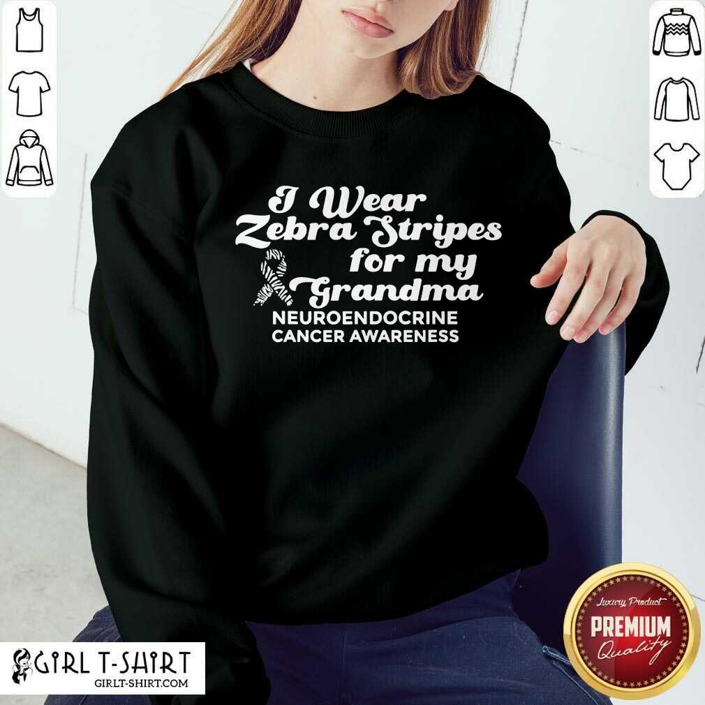 Real I Weat Zebra Stripes Dor My Grandma Neuroendocrine Cancer Awareness Survivor Warrior Shirt - Image 2