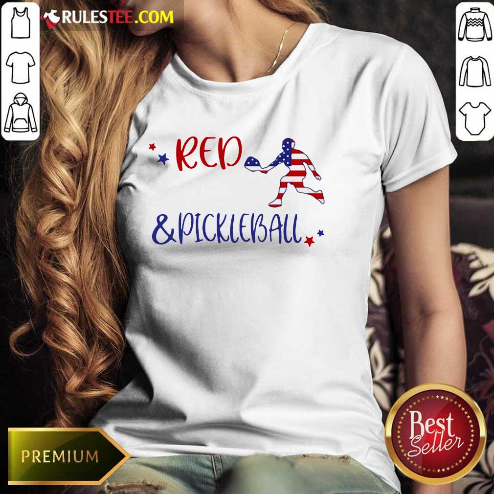 Red And Pickleball American Flag Independence Day Shirt - Image 3