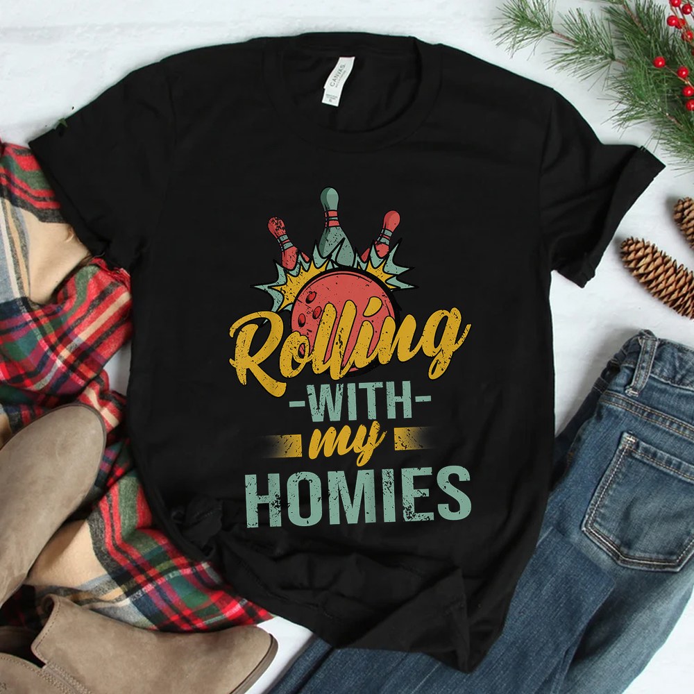Rollin With My Homies Retro Bowling Shirt