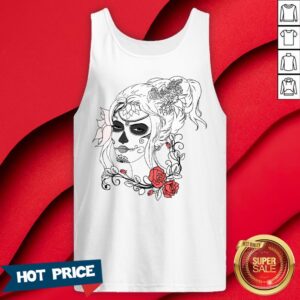 Alternative view of Rose Sugar Skull Girl Day Of The Dead Muertos Shirt