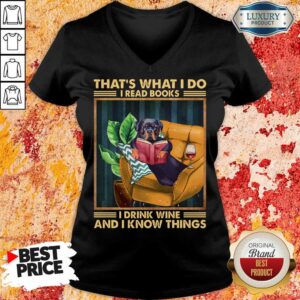 Alternative view of Rottweiler Dog I Read Books I Drink Wine Shirt