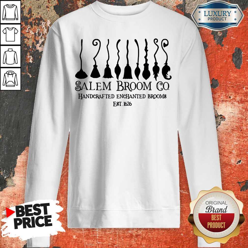 Salem Broom Go Handcrafted Enchanted Brooms Est 1626 Halloween Shirt - Image 2