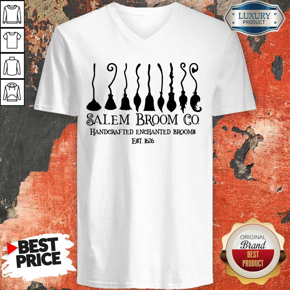 Salem Broom Go Handcrafted Enchanted Brooms Est 1626 Halloween Shirt - Image 4