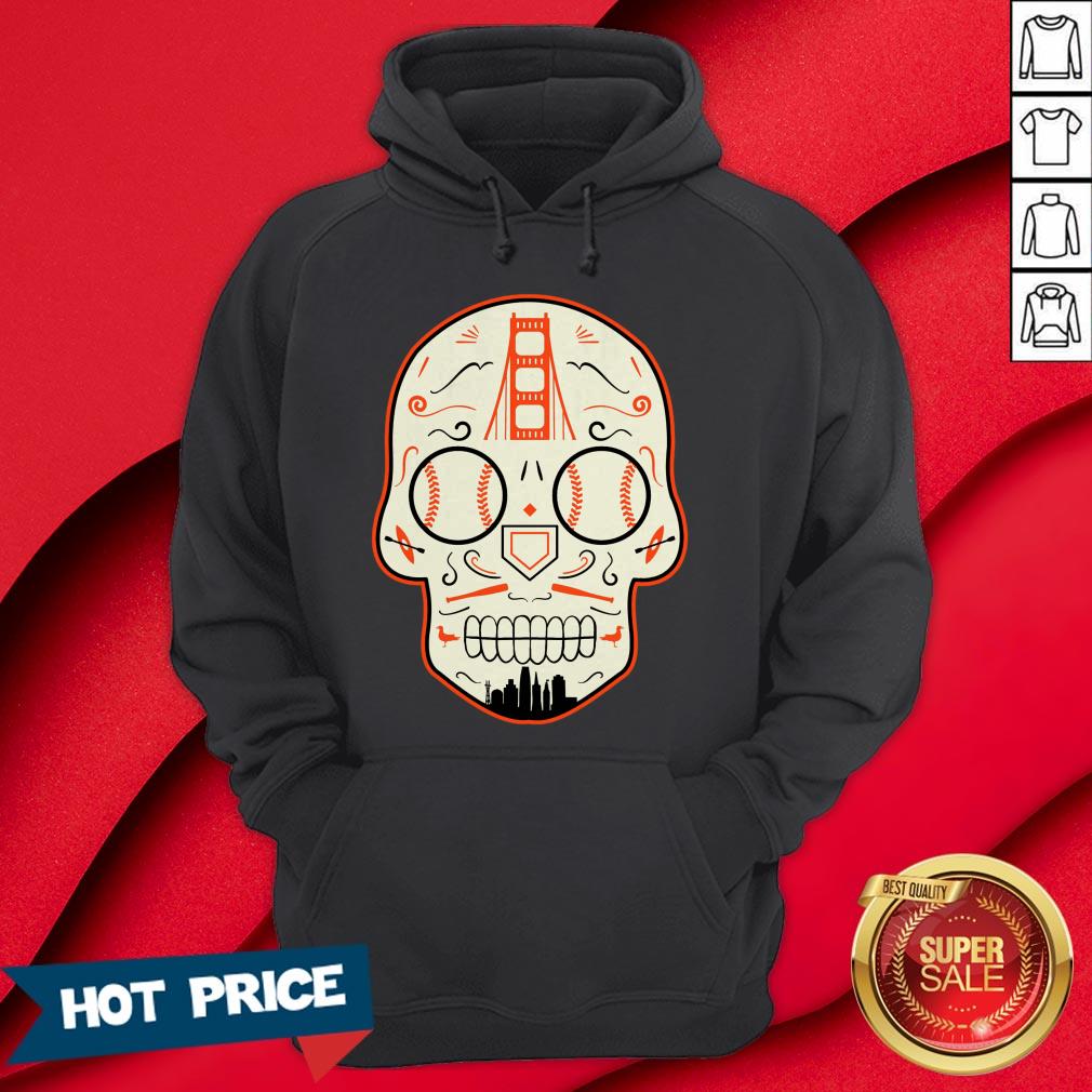 San Francisco Baseball Sugar Skull Day Of The Dead T-Shirt - Image 5