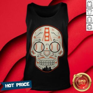 Alternative view of San Francisco Baseball Sugar Skull Day Of The Dead T-Shirt