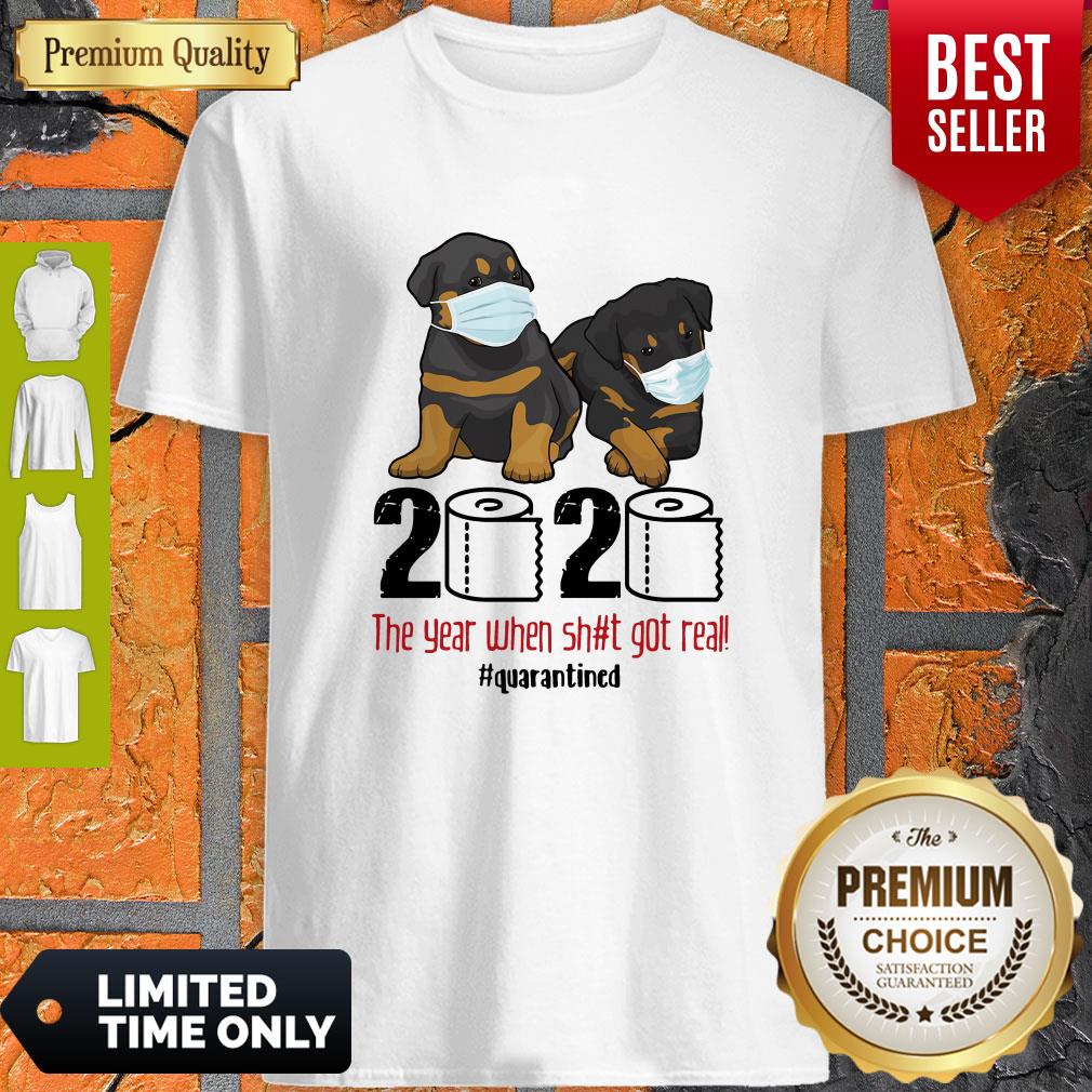 Top Rottweiler Face Mask 2020 The Year When Shit Got Real Quarantined Shirt