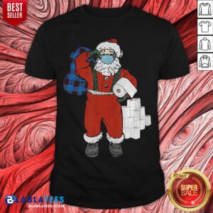 Funny Santa With Face Mask And Toilet Paper Christmas Shirt