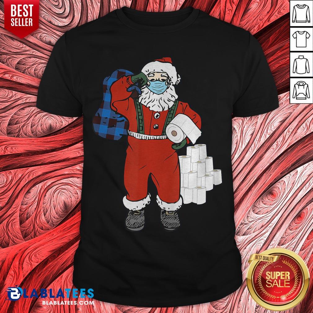 Funny Santa With Face Mask And Toilet Paper Christmas Shirt