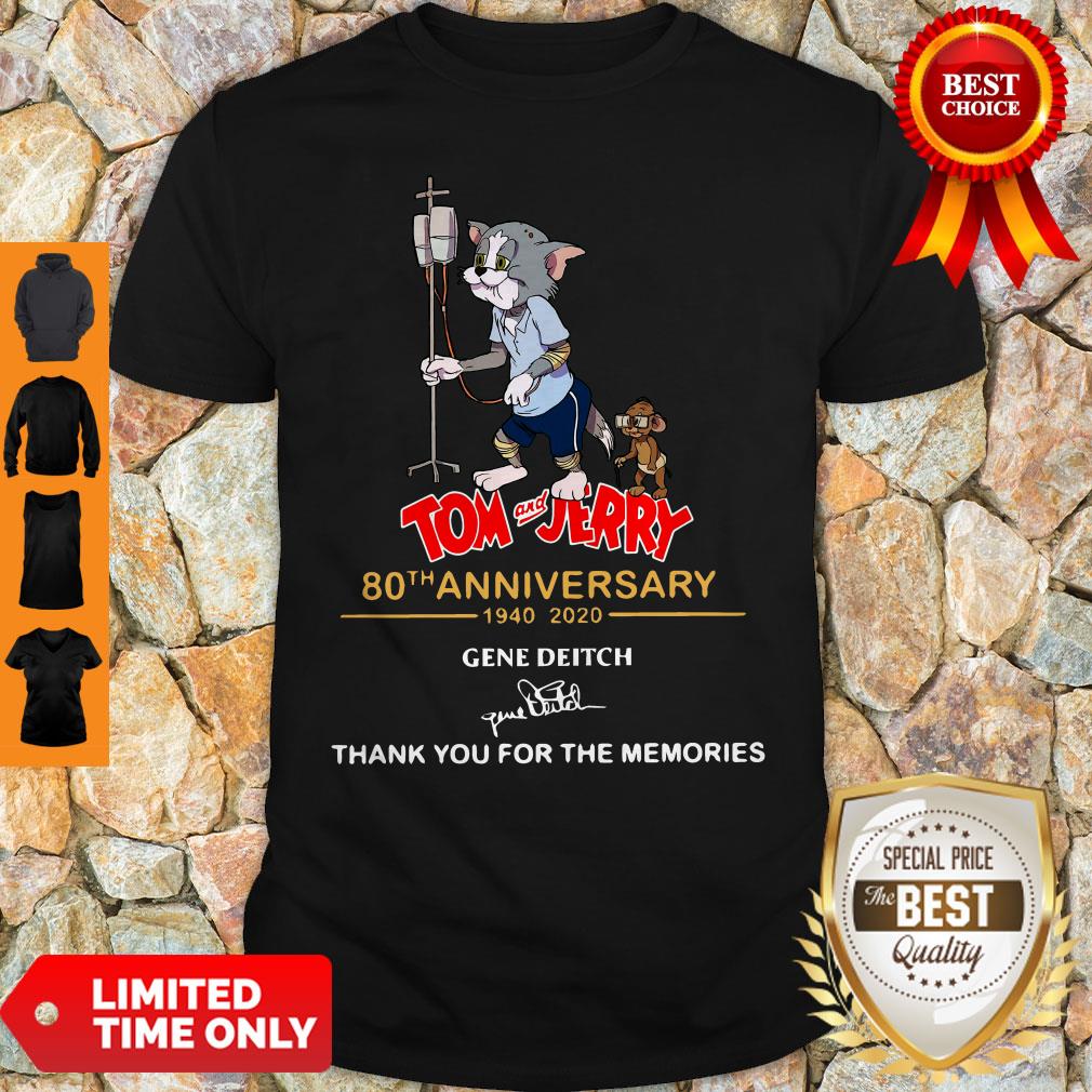 Official Tom And Jerry 80th Anniversary 1940 2020 Gene Deitch Thank You For The Memories Signature Shirt