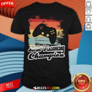 Social Distancing Champion Gaming Controller Vintage Retro Shirt