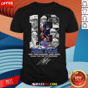 18 Marc Staal New York Rangers 2007 2020 Thank You For The Memories Signature Shirt