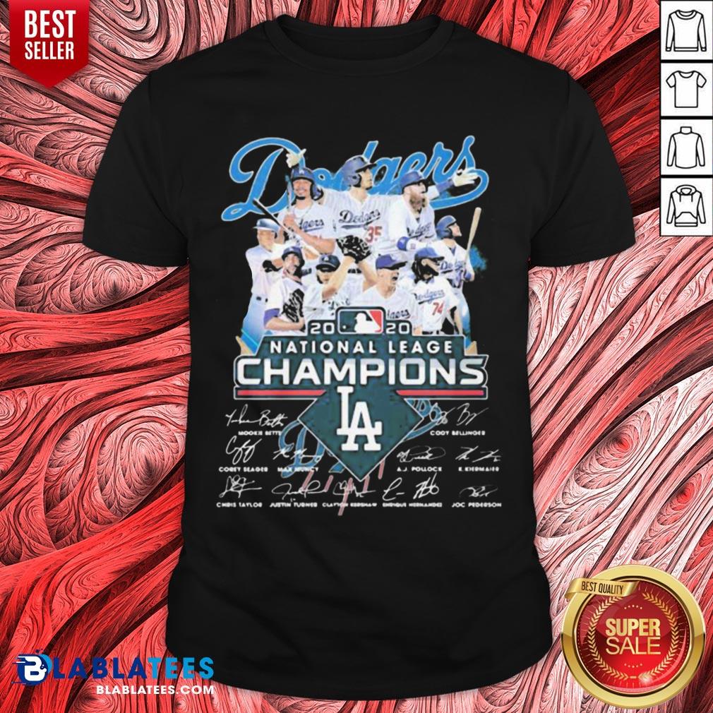 Pretty Los Angeles Dodgers Baseball 2020 National League Champions Signatures Shirt