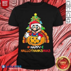 Cute Mario Happy Hallothanksmas Halloween Thanksgiving Christmas Shirt
