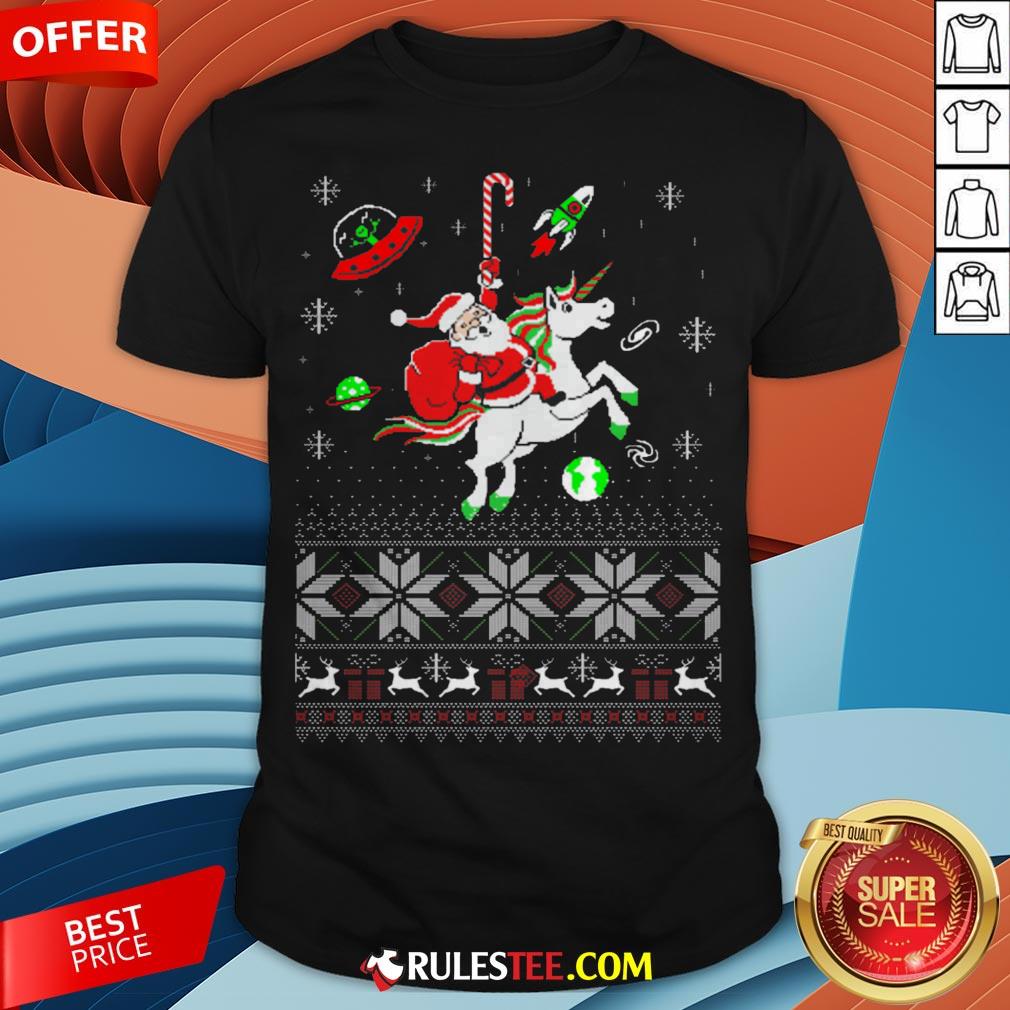 Colorful Santa Unicorn Ugly Christmas Shirt