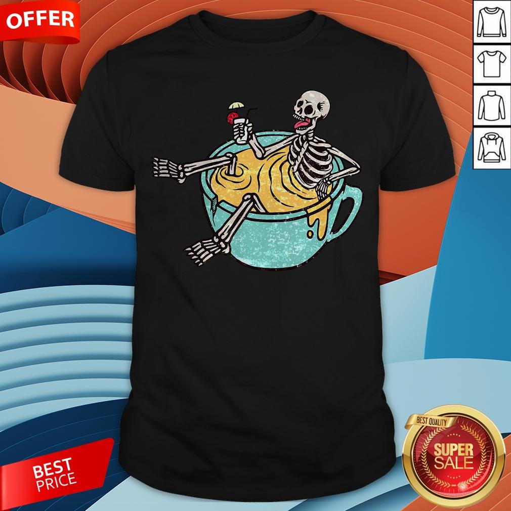 Skeleton Drinking Coffee Dia De Los Muertos Day Dead Halloween Shirt