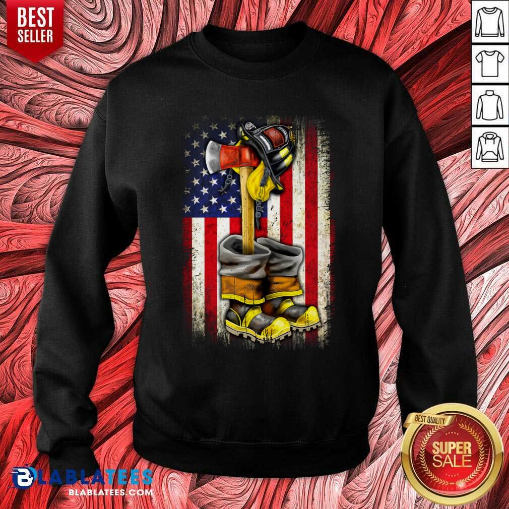 Shoes Proud Firefighter American Flag Shirt - Image 5