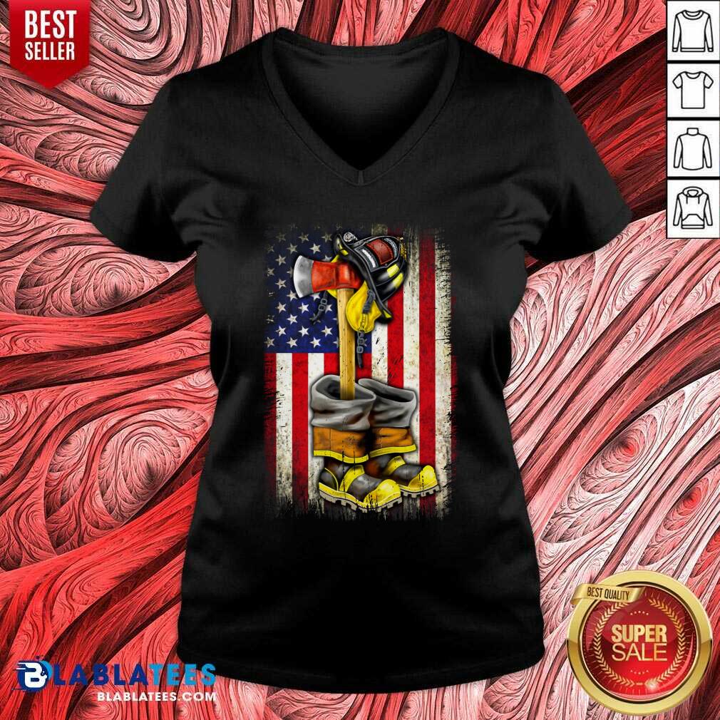 Shoes Proud Firefighter American Flag Shirt - Image 3