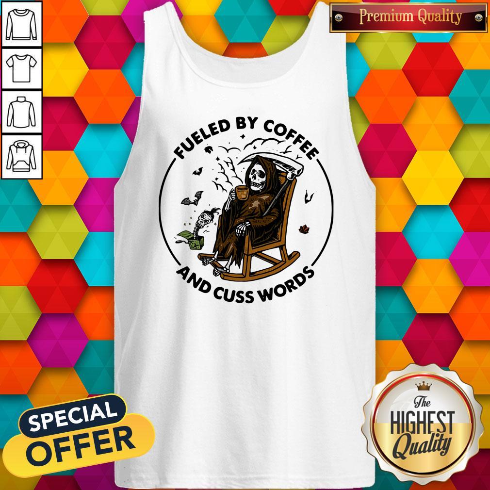 Skeleton Fueled By Coffee And Cuss Words Shirt - Image 5
