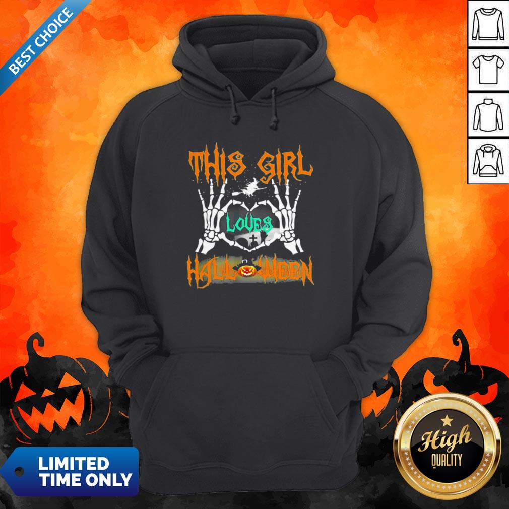Skeleton This Girl Loves Halloween Heart Shirt - Image 4