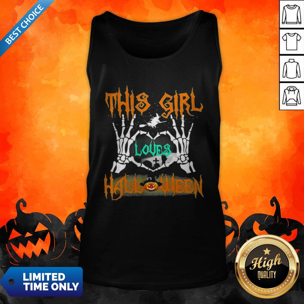 Skeleton This Girl Loves Halloween Heart Shirt - Image 2