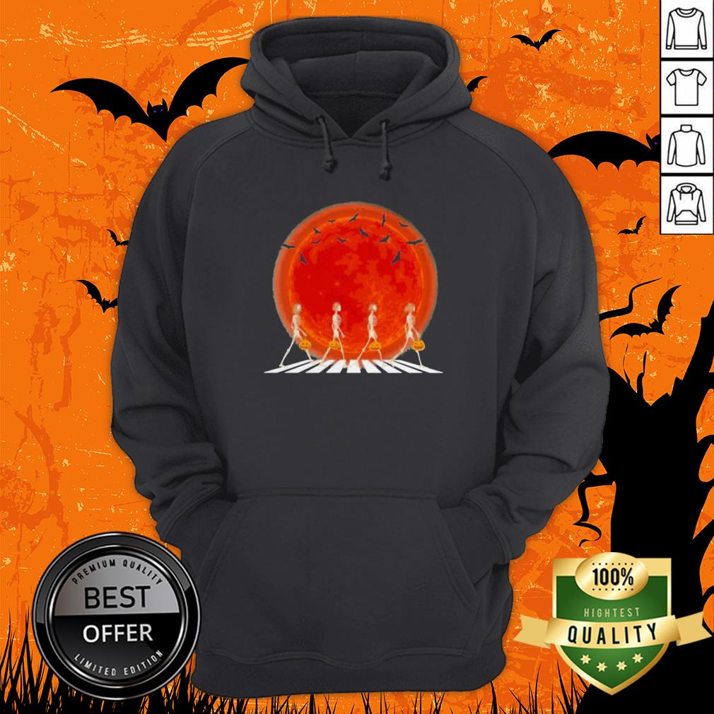Skeleton Walking Crossing The Line Halloween Sunset Shirt - Image 3