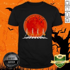 Skeleton Walking Crossing The Line Halloween Sunset Shirt