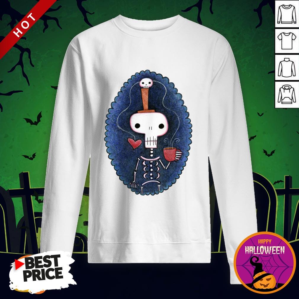 Skelly Meditation Day Of The Dead Dia De Los Muertos Sugar Skull Shirt - Image 4