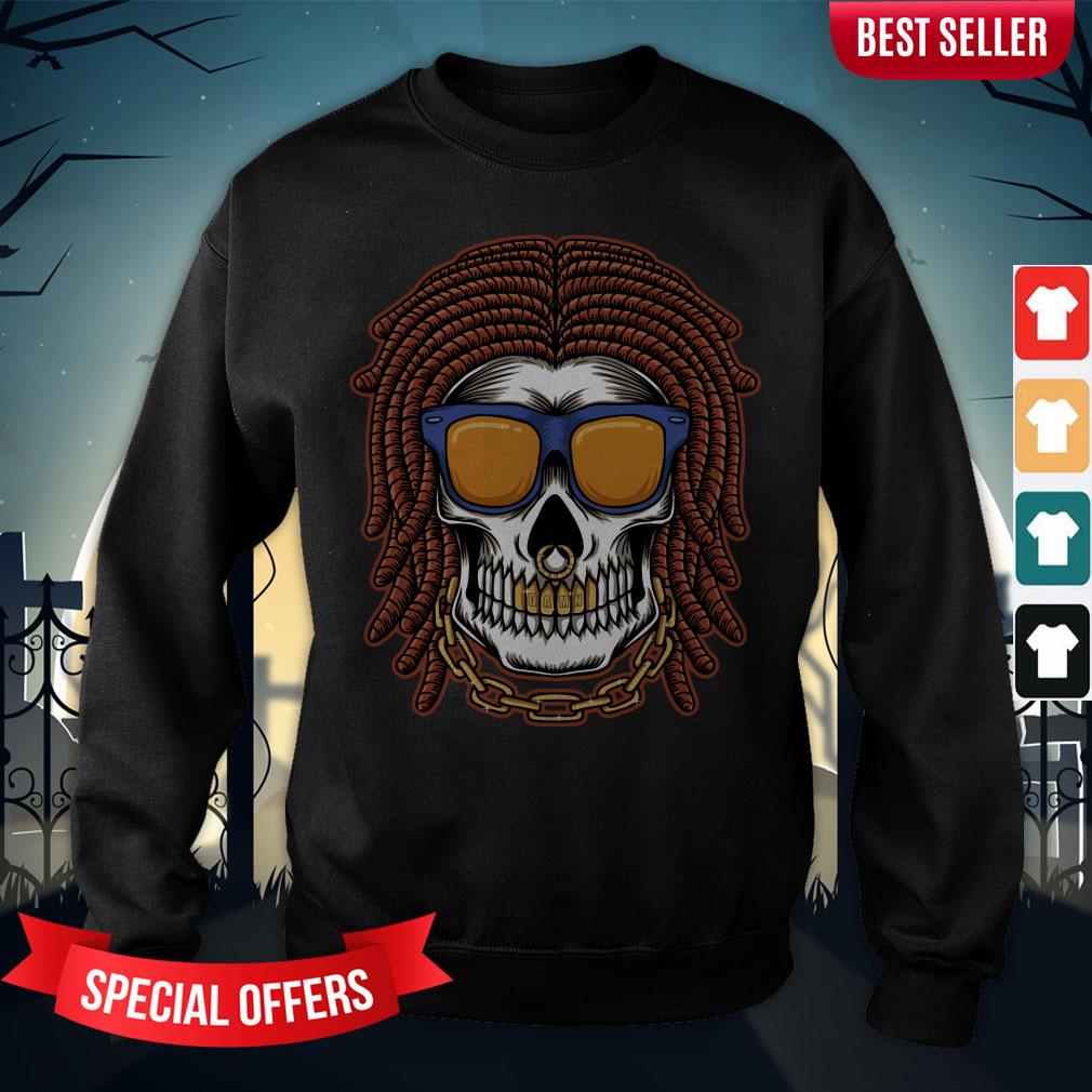 Skull Dreadlocks Head Day Of The Dead Dia De Muertos Vintage Shirt - Image 4