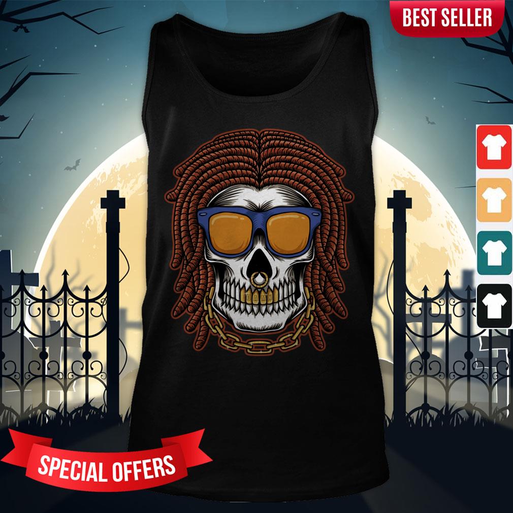 Skull Dreadlocks Head Day Of The Dead Dia De Muertos Vintage Shirt - Image 3