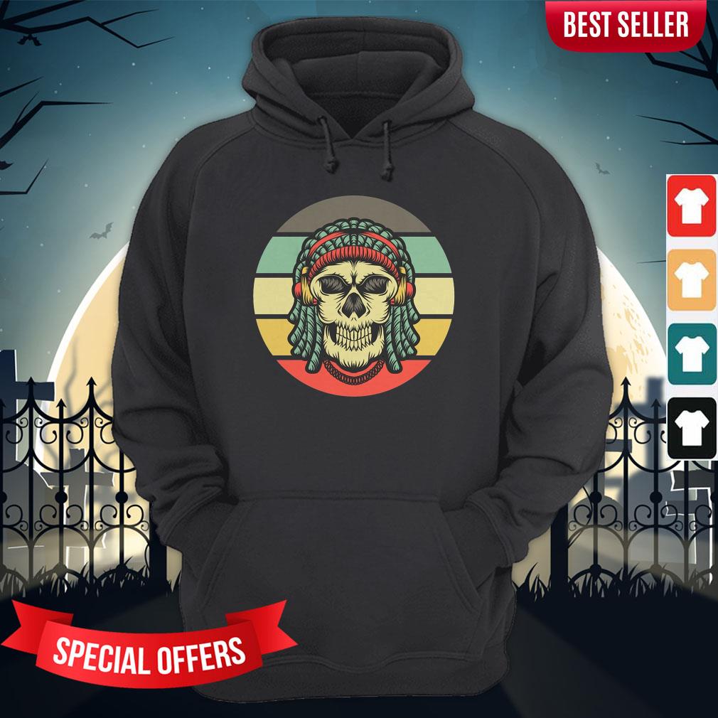 Skull Dreadlocks Headphone Day Of The Dead Retro Vintage Shirt - Image 5