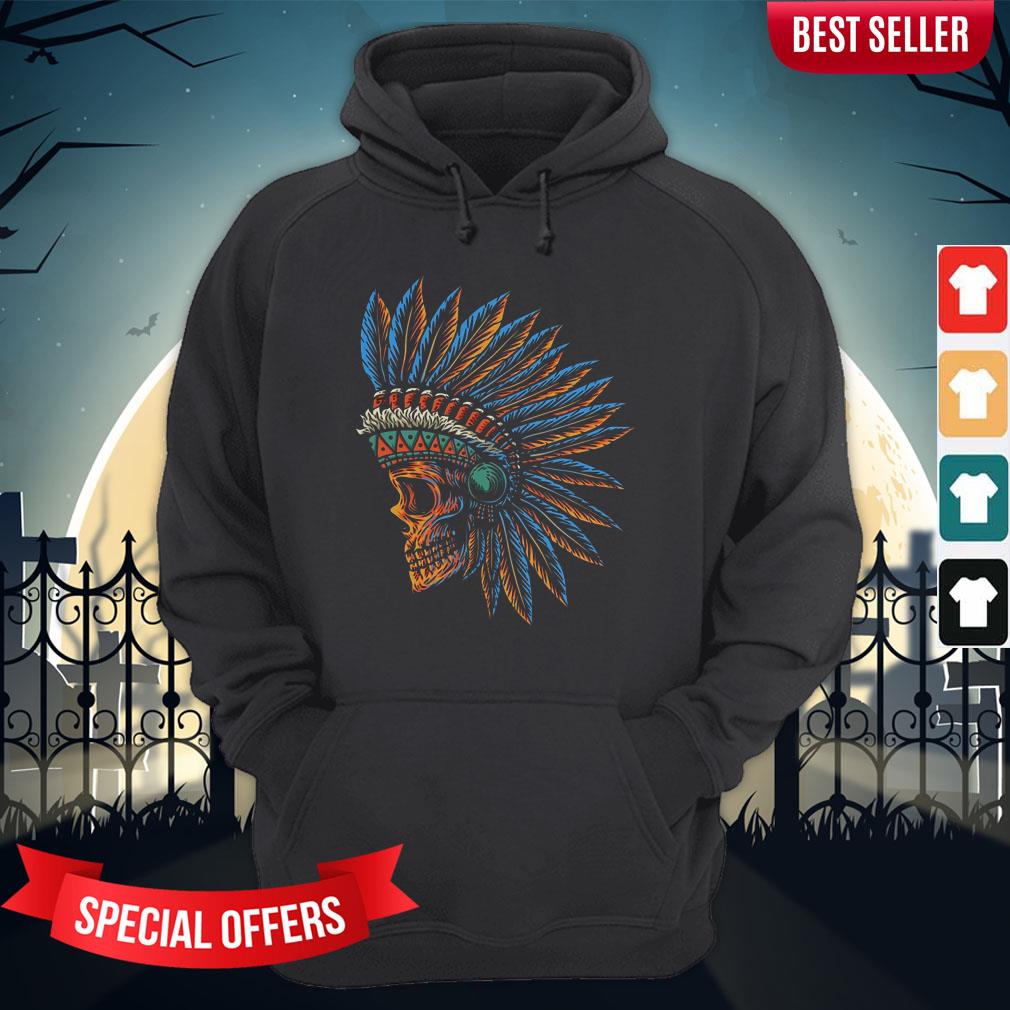 Skull Indian Side Position Day Of The Dead Retro Vintage Shirt - Image 5