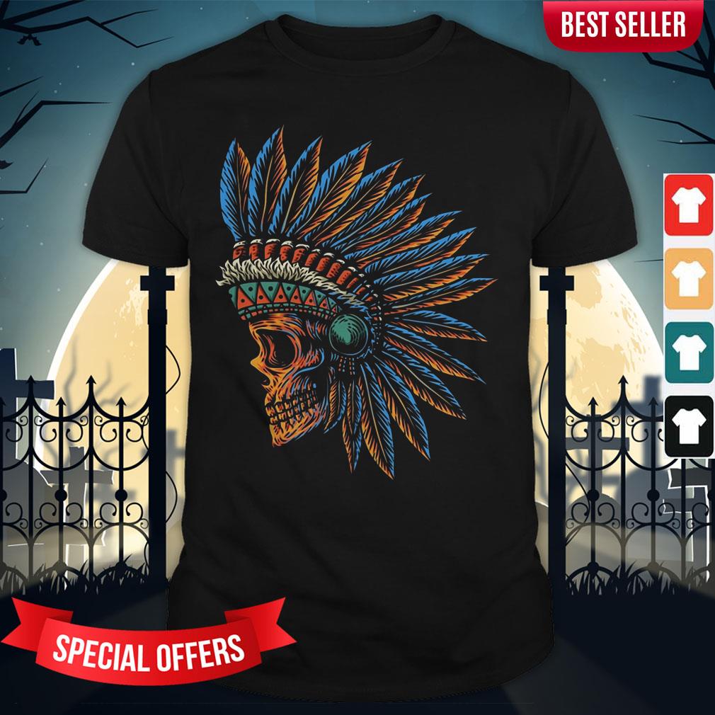 Skull Indian Side Position Day Of The Dead Retro Vintage Shirt