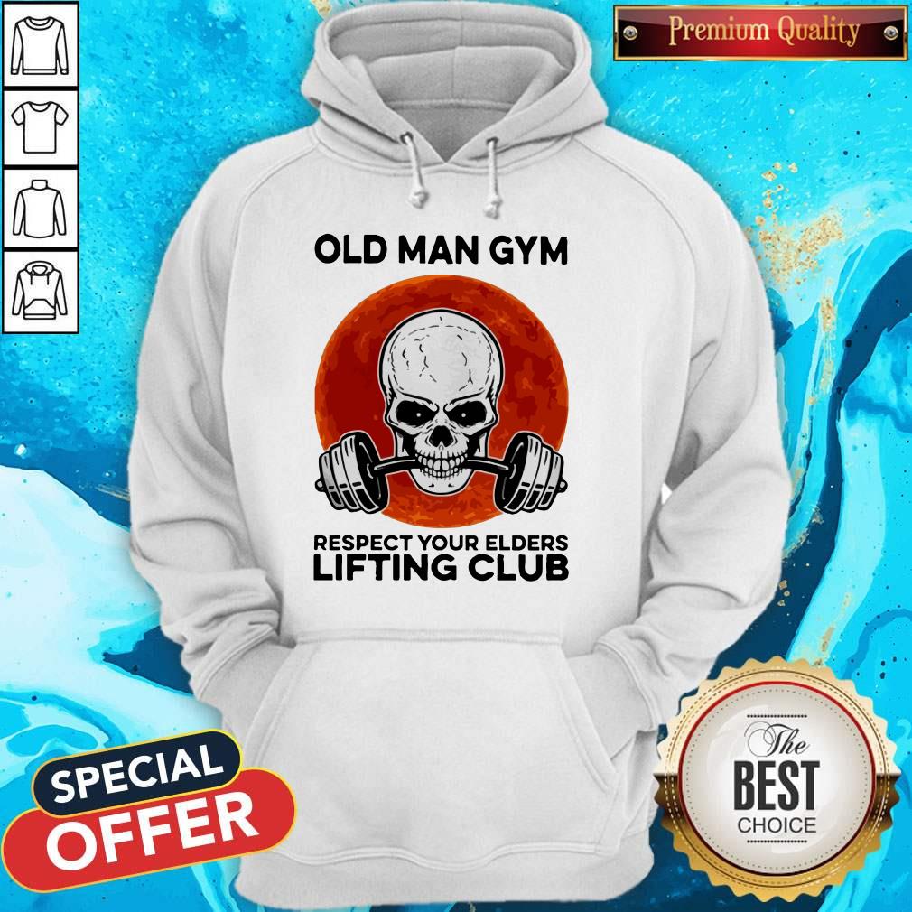Skull Old Man Gym Respect Your Elders Lifting Club Moon Shirt - Image 3