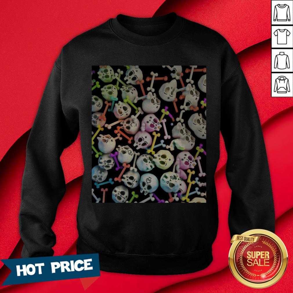 Skulls Cute Girly Color Skeleton Day Of Dead Shirt - Image 4