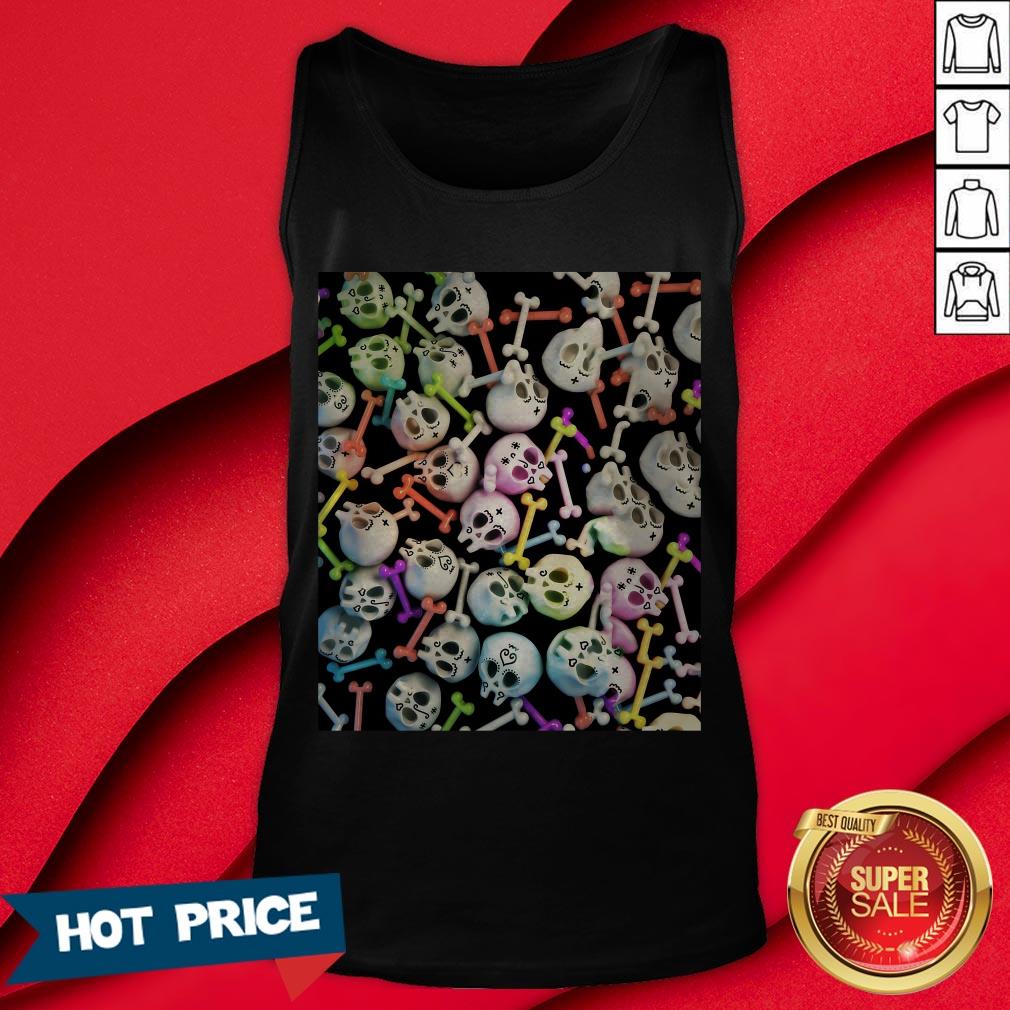 Skulls Cute Girly Color Skeleton Day Of Dead Shirt - Image 2