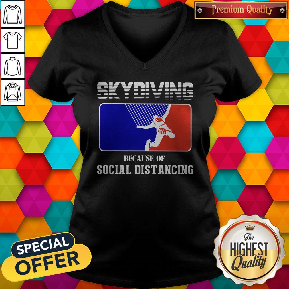Skydiving Because Of Social Distancing American Flag Shirt - Image 3
