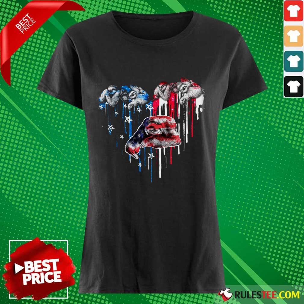 Sloth Heart American Flag Shirt - Image 3