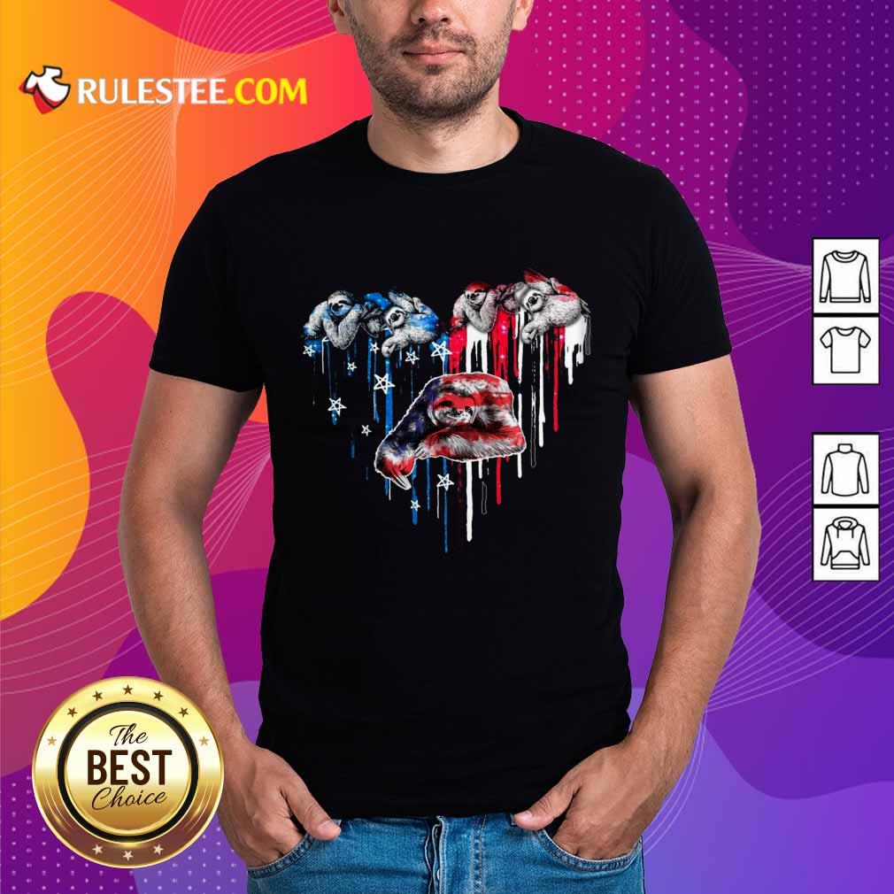 Sloth Heart American Flag Shirt