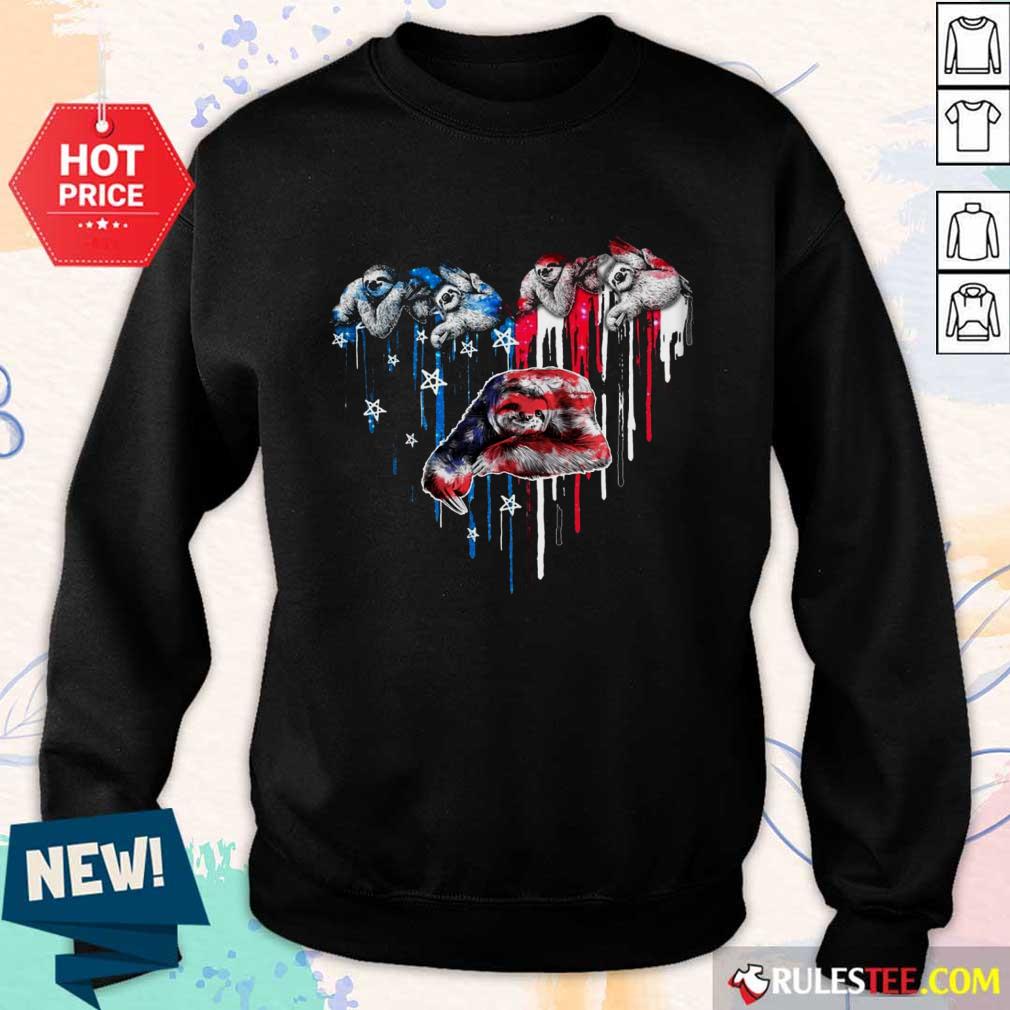 Sloth Heart American Flag Shirt - Image 5