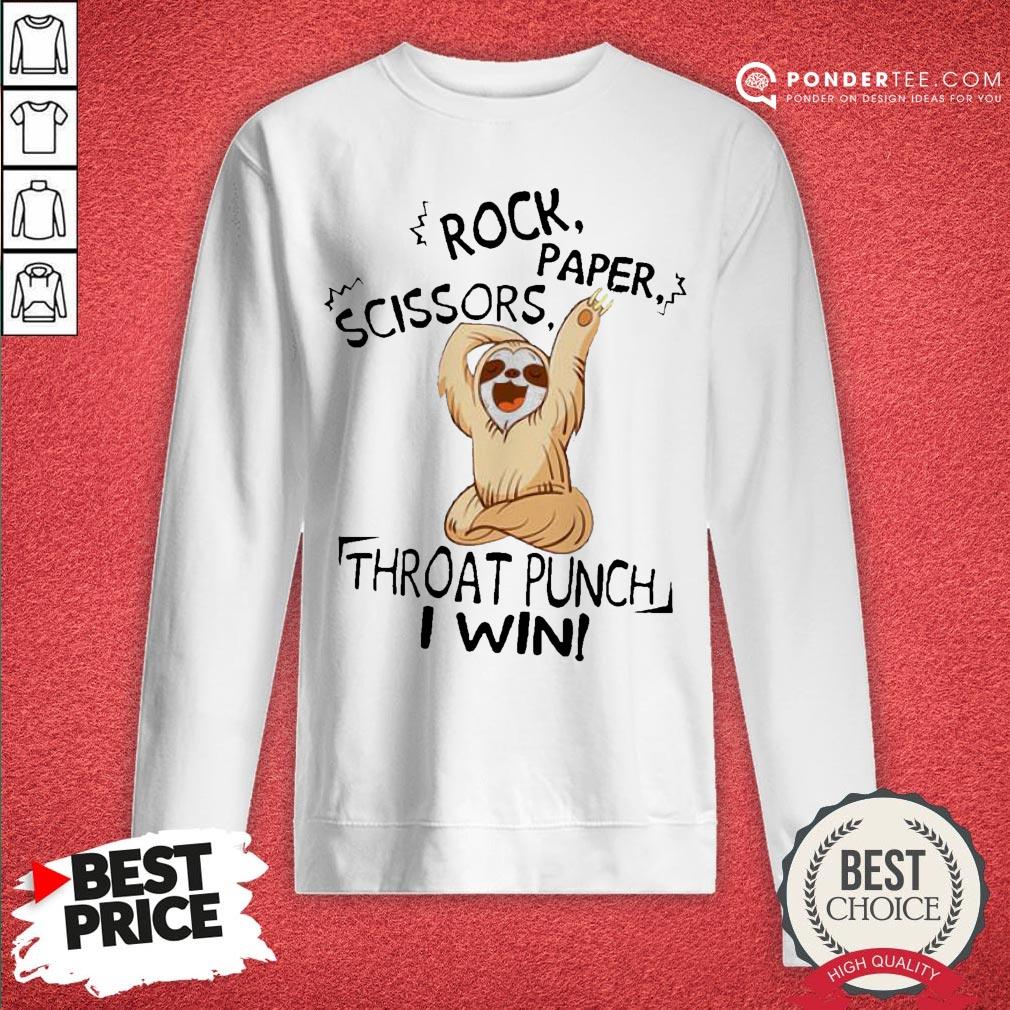 Sloth Rock Scissors Paper Throat Punch I Win Shirt - Image 4