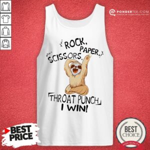 Alternative view of Sloth Rock Scissors Paper Throat Punch I Win Shirt