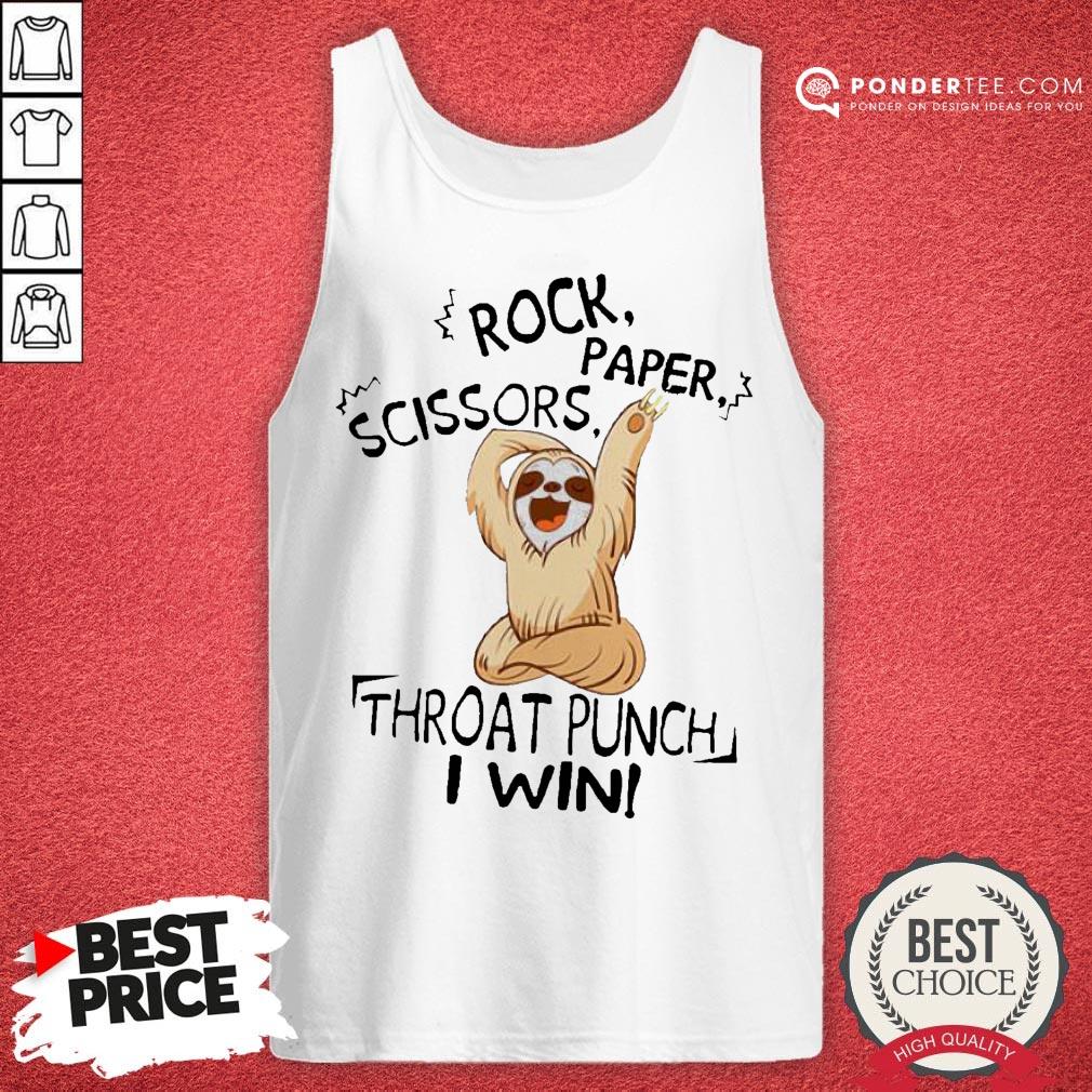 Sloth Rock Scissors Paper Throat Punch I Win Shirt - Image 2