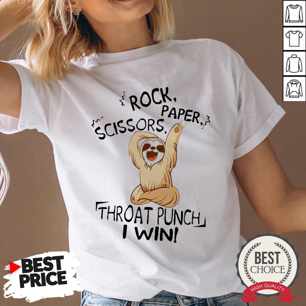 Sloth Rock Scissors Paper Throat Punch I Win Shirt - Image 3